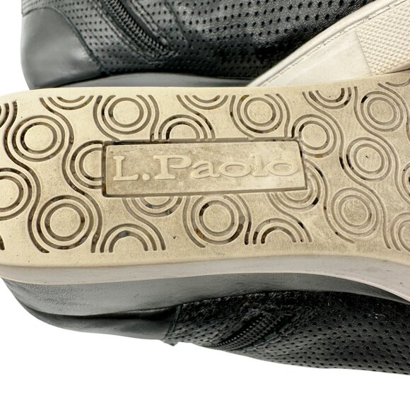 Linea Paolo Wedge Sneaker Womens Size 8M Black Perforated Leather Side Zip - Picture 11 of 11
